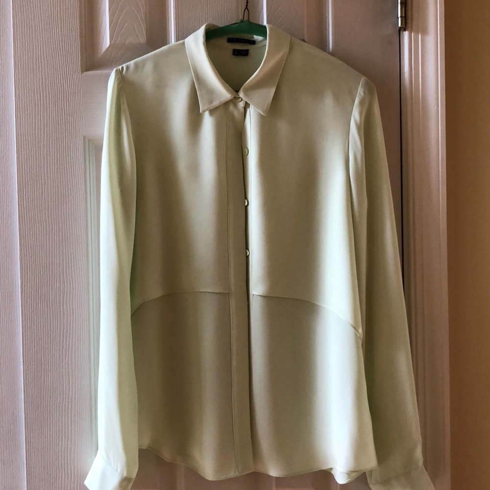 Pale green silk blouse